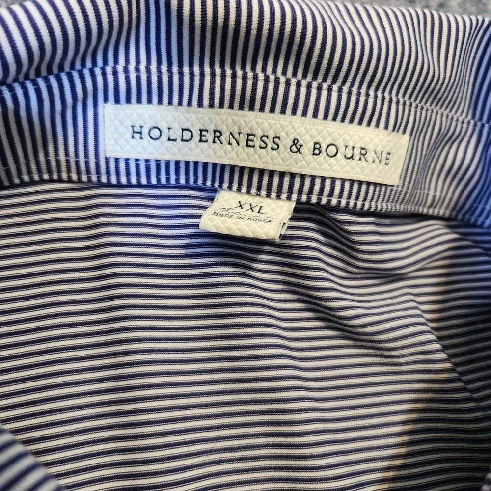 Holderness Bourne The Perkins Navy And White Men's Polo Shirt Size Xxl - Picture 3 of 7